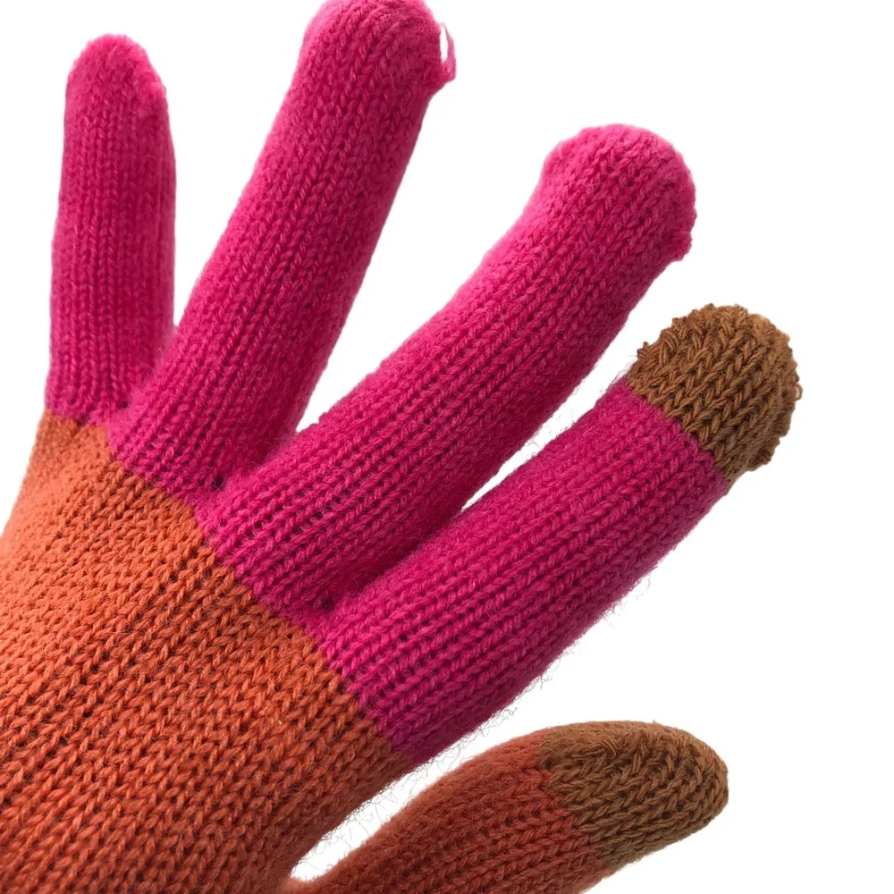 Do Everything In Love Color Block Fuchsia Stripe Pattern Gloves Winter Accessory